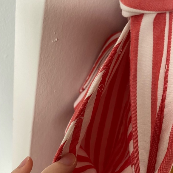 Ann Taylor LOFT Red & White Striped Flutter Tie Waist Romper - Picture 10 of 10